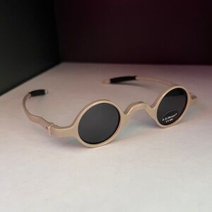 ASOS AJ Morgan avant garde cyberpunk little beige round lens sun glasses